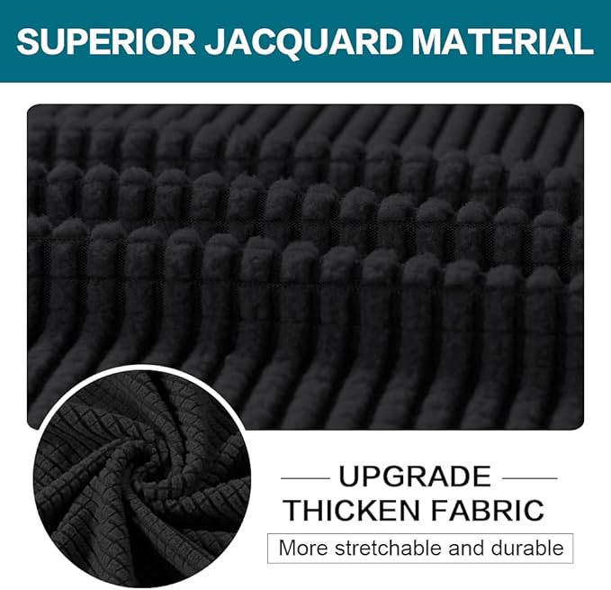 Turquoize 4 Piece Sofa Covers for 3 Cushion Couch Sofa Slipcover Soft Couch Cover for Dogs-Washable Sofa Furniture Covers with 3 Individual Large Cushion Covers (XL Sofa, Black)