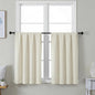 Simplebrand Ava Ivory Short 36 Inches Light Filtering Curtain 2 Panels Set, Half Window Rod Pocket Privacy Curtain Tiers for Kitchen, Curtains Light Filtering for Bathroom, W40 x L36 Inch, Ivory