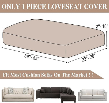 Couch Cushion Cover Loveseat Cover or 2 Seat Sofa Cover Washable Stretch Sectional Sofa Slipcover(1 Piece for Loveseat or Sofa 2-Seater, Khaki)