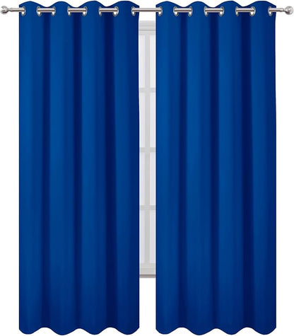 LEMOMO Blackout Curtains 52 x 90 Inch Long Royal Blue Curtains Set of 2 Panels Room Darkening Curtains for Bedroom and Living Room