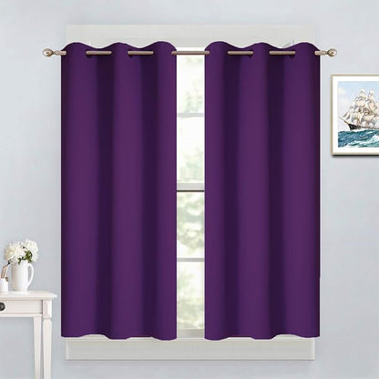 Yakamok Blackout Curtains Room Darkening Thermal Insulated Grommet top Window Curtains for Living Room, 38 x 45 Inch, Purple, Set of 2