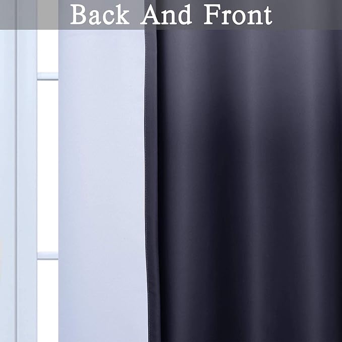 SimpleHome Ombre Curtains 42 x 63 Inch for Bedroom 2 Panels, Gradient Grey White to Black Light Blocking Thermal Insulated Grommet Room Darkening Window Curtain/Drapes for Living Room