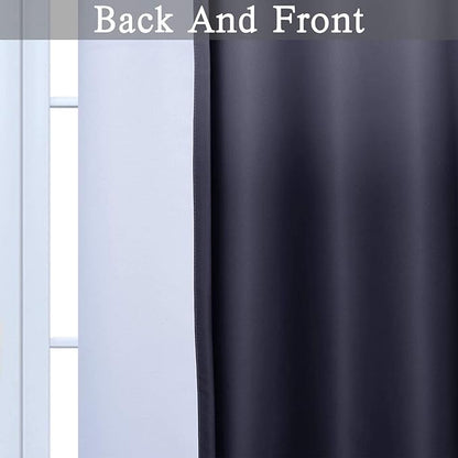 SimpleHome Ombre Curtains 42 x 63 Inch for Bedroom 2 Panels, Gradient Grey White to Black Light Blocking Thermal Insulated Grommet Room Darkening Window Curtain/Drapes for Living Room