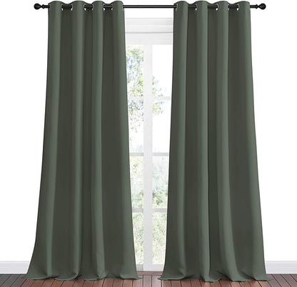 NICETOWN Dark Mallard Blackout Draperies Curtains - Pair of Grommet Top Thermal Insulated Blackout Decorative Curtains for Thanksgiving Day & Christmas Decor(55 inches Wide by 90 inches Long)