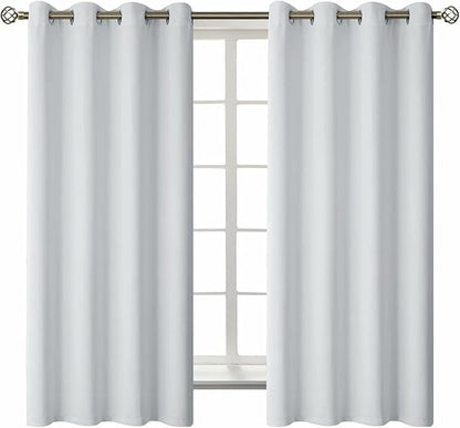 BGment Room Darkening Curtains 63 Inches Long - Grommet Thermal Insulated Drapes Window Treatment Curtains for Bedroom, 2 Panels, 52 x 63 Inch, Greyish White