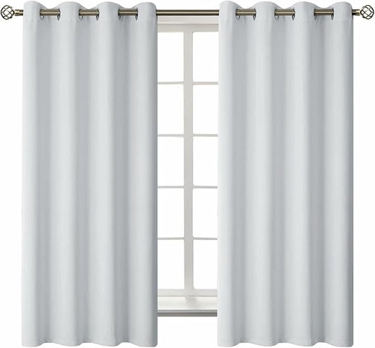 BGment Room Darkening Curtains 63 Inches Long - Grommet Thermal Insulated Drapes Window Treatment Curtains for Bedroom, 2 Panels, 52 x 63 Inch, Greyish White