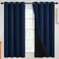SimpleHome 100% Blackout Curtains for Bedroom,Thermal Insulated Grommet Window Drapes Room Darkening Navy Blue Curtains for Living Room with Black Back,52 x 63 Inch,2 Panels