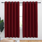NICETOWN Christmas Burgundy Bedroom Curtains Blackout Draperies, Home Decorations Thermal Insulated Solid Grommet Top Blackout Drapes for Cafe (One Pair, 70 x 72-inch)
