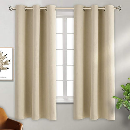 BGment Room Darkening Curtains 63 Inches Long - Grommet Thermal Insulated Drapes Window Treatment Curtains for Bedroom, 2 Panels, 38 x 63 Inch, Beige