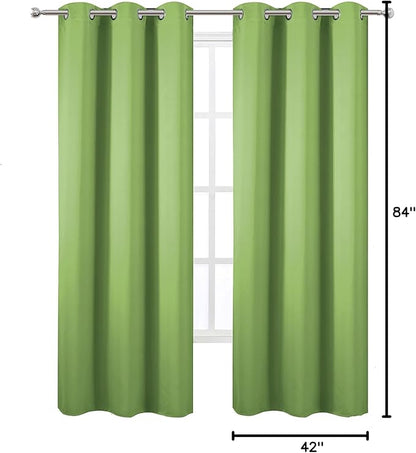 LEMOMO Light Green Blackout Curtains/42 x 84 Inch/Set of Two Panels Grommet Bedroom Curtains