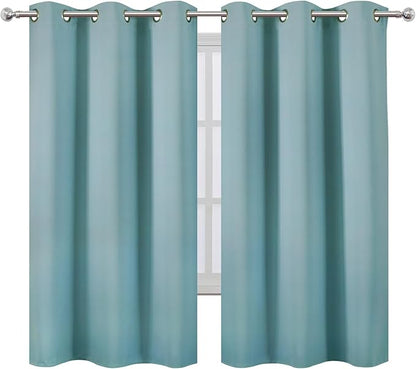 LEMOMO Blackout Curtains 42 x 63 inch/Stone Blue Curtains Set of 2 Panels/Thermal Insulated Room Darkening Bedroom Curtains