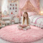 Amdrebio Pink Round Area Rugs 8Ft for Living Room, Bedroom Decor, Soft Large Circle Rug for Kids Room, Teen Girls, Fluffy Big Carpets for Baby Nursery, Dorm, Classroom, Cute Kawaii Princess Carpet