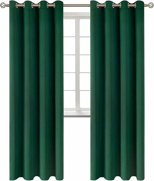 BGment Christmas Blackout Curtains - Grommet Thermal Insulated Room Darkening Bedroom and Living Room Curtains, Set of 2 Decorative Curtain Panels (52 x 84 Inch, Emerald Green)