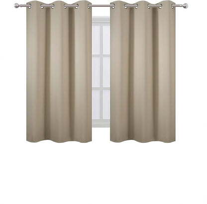 LEMOMO Beige Blackout Curtains 42 x 54 Inch Length Set of 2 Panels Grommet Bedroom Curtains for Living Room