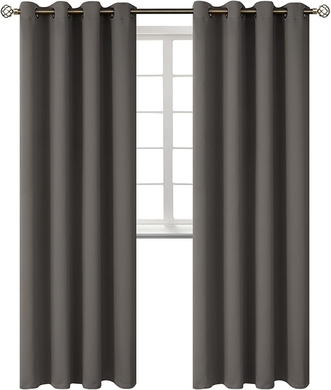 BGment Blackout Curtains - Grommet Thermal Insulated Room Darkening Bedroom and Living Room Curtains, Set of 2 Panels (52 x 120 Inch, Grey)