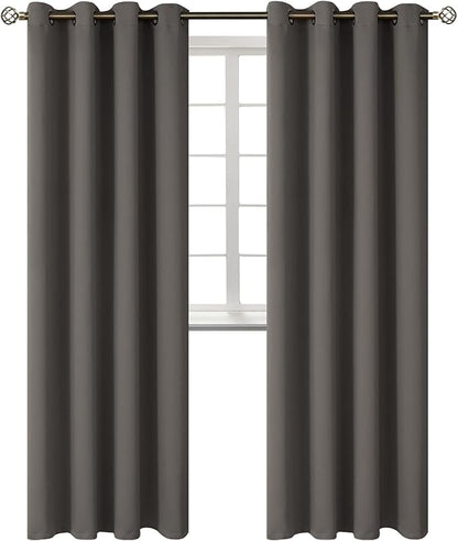 BGment Blackout Curtains - Grommet Thermal Insulated Room Darkening Bedroom and Living Room Curtains, Set of 2 Panels (52 x 120 Inch, Grey)