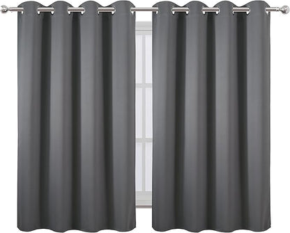 LEMOMO Frost Grey Blackout Curtains/52 x 45 Inch Length Kids Curtains/Set of 2 Panels Grommet Bedroom Curtains for Living Room
