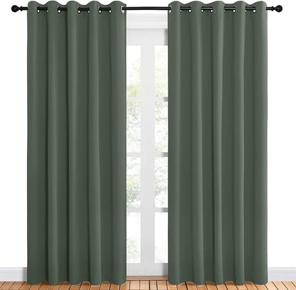 NICETOWN Room Darkening Draperies Window Curtain Panels, Dark Mallard, 2 Panels, W60 x L84 -inch, Thermal Insulated Grommet Room Darkening Curtains for Bedroom