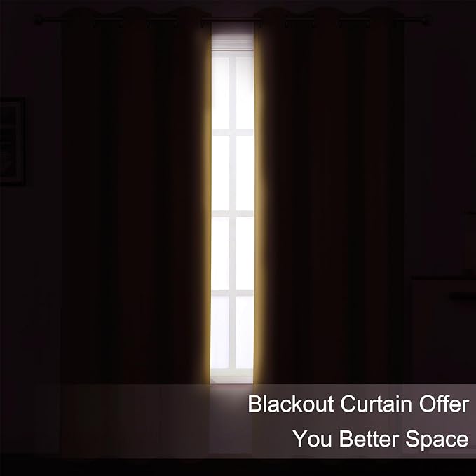LEMOMO Blackout Curtains 66 x 95 inch/Mustard Yellow Curtains Set of 2 Panels/Thermal Insulated Room Darkening Bedroom Curtains