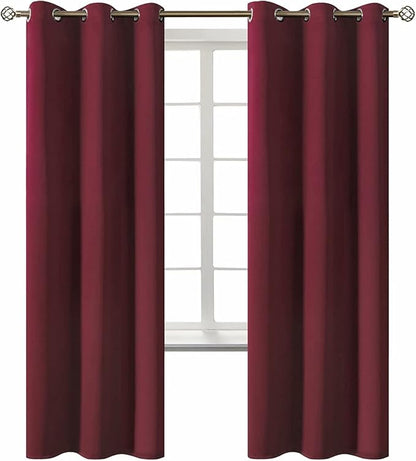 BGment Blackout Curtains for Bedroom - Grommet Thermal Insulated Room Darkening Curtains for Living Room, Set of 2 Panels (42 x 72 Inch, Burgundy)