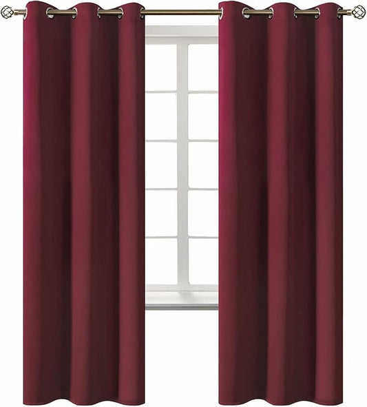 BGment Blackout Curtains for Bedroom - Grommet Thermal Insulated Room Darkening Curtains for Living Room, Set of 2 Panels (42 x 72 Inch, Burgundy)