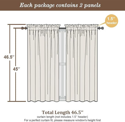 Chyhomenyc Sheer Curtains 45 Inch Long 2 Panels - Light Filtering Short Soft Airy Short Cafe Curtains, Modern Rod Pocket for Dinning Living Room Bedroom, 42Wx45L Inches, Light Yellow
