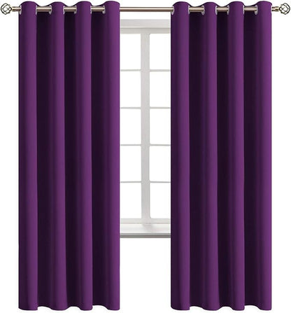 BGment Blackout Curtains for Bedroom - Grommet Thermal Insulated Room Darkening Curtains for Living Room, Set of 2 Panels (52 x 72 Inch, Purple)