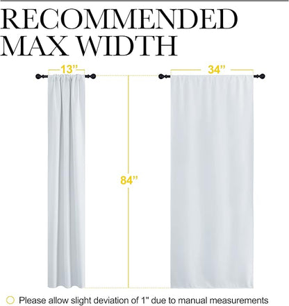 NICETOWN Greyish White Window Curtain Panels - Thermal Insulated Rod Pocket Room Darkening Curtain Sets for Bedroom (Greyish White, 2 Panels, 34 in x 84 in (W x L))