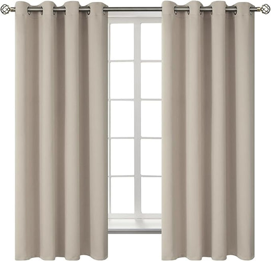 BGment Room Darkening Curtains 63 Inches Long - Grommet Thermal Insulated Drapes Window Treatment Curtains for Bedroom, 2 Panels, 52 x 63 Inch, Camel