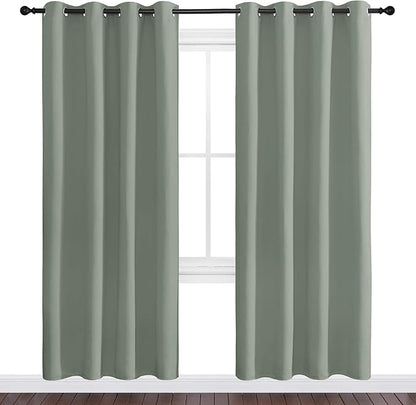 NICETOWN Greyish Green Blackout Curtains 78" Long for Office, Dining Room, Guest Room, Sound Reducing Heat and Cold Block Curtain Panels for Modern Decorative (55" Wide, 2 Pieces)