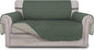 Easy-Going Reversible Loveseat Couch Cover for 2 Cushion Couch Sofa Cover for Dogs Water Resistant Furniture Protector with Foam Sticks Elastic Straps for Pet (Loveseat, Greyish Green/Beige)