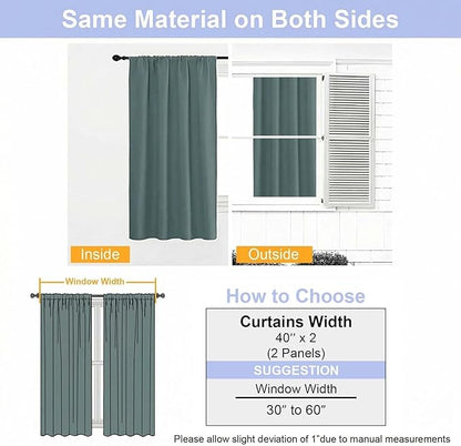 Simplebrand Ava Dark Green Blackout Curtains for Bedroom 96 Inches Long 2 Panels, Solid Thermal Insulated, Energy Saving Nursery Window Treatment Curtains Blackout Drapes, W40 x L96 Inch, Dark Green