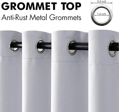 MIULEE Blackout Door Curtain Set of 2, 34 x 80 Inch Greyish White Thermal Insulated Room Divider Drapes with Grommet Top for Privacy Cover, Living Room, Bedroom, Closet & Temporary Doorway