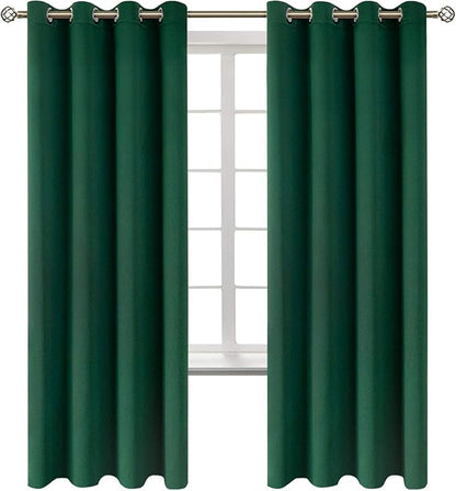 BGment Blackout Curtains for Bedroom - Grommet Thermal Insulated Room Darkening Curtains for Living Room, Set of 2 Panels (52 x 72 Inch, Emerald Green)
