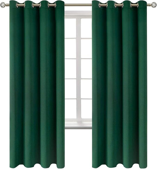 BGment Blackout Curtains for Bedroom - Grommet Thermal Insulated Room Darkening Curtains for Living Room, Set of 2 Panels (52 x 72 Inch, Emerald Green)