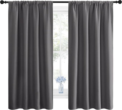 NICETOWN Blackout Curtains Panels for Bedroom - Thermal Insulated Rod Pocket Window Blackout Drapes/Draperies for Living Room (2 Panels, W42 x L63 inches, Grey)