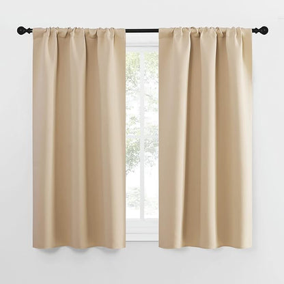 NICETOWN Blackout Room Darkening Curtains - Home Decoration Light & Noise Reducing Thermal Insulated Window Draperies with Rod Pocket Top (Biscotti Beige, 2 Panels, 29 inches Wide x 50 inches Long)