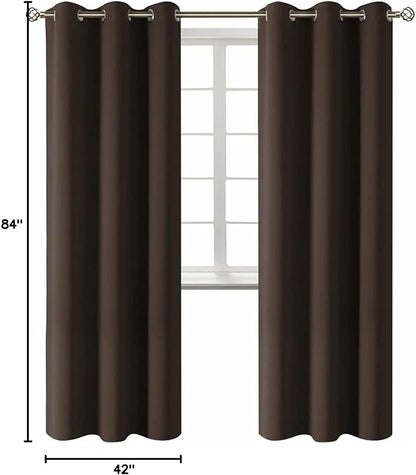 BGment Blackout Curtains for Living Room - Grommet Thermal Insulated Room Darkening Curtains for Bedroom, 2 Panels of 42 x 84 Inch, Brown