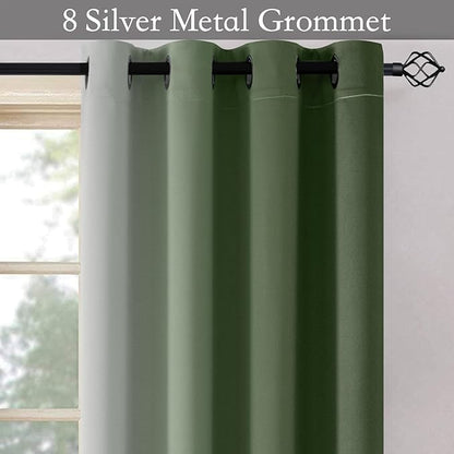 SimpleHome Ombre Room Darkening Curtains for Bedroom, Gradient Sage Green to Grey White Light Blocking Thermal Insulated Grommet Window Curtain/Drapes for Living Room,2 Panels, 52x63 inches Length