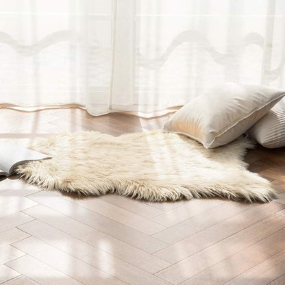 MIULEE Fluffy Rug Soft Shaggy Faux Fur Area Rug Luxury Plush Sheepskin Carpet for Bedroom Living Room Sofa Chair 2 x 3 Feet, Light Yellow