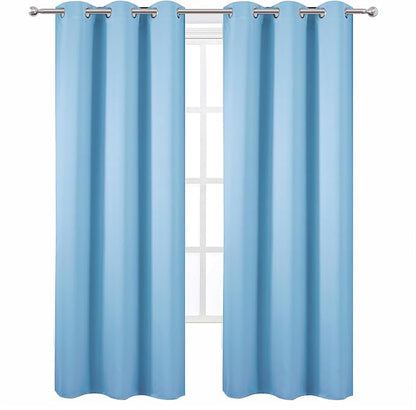 LEMOMO Sky Blue Thermal Blackout Curtains/42 x 84 Inch/Set of 2 Panels Room Darkening Curtains for Bedroom