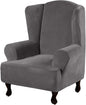H.VERSAILTEX Wingback Chair Covers Velvet Plush Wing Chair Slipcover 1 Piece High Stretch Wing Back Chair Slipcovers Sofa Cover Furniture Cover with Elastic Bottom, Grey