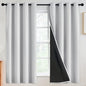 SimpleHome 100% Blackout Curtains for Bedroom,Thermal Insulated Grommet Window Drapes Room Darkening White Curtains for Living Room with Black Back,52 x 63 Inch,2 Panels