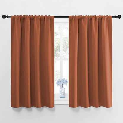 NICETOWN Blackout Curtains and Drapes - Thermal Insulated Solid Rod Pocket Blackout Draperies/Panels (Burnt Orange, 1 Pair, 42 by 45 inches)