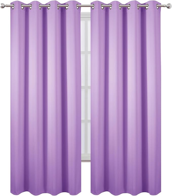 LEMOMO Blackout Curtains 52 x 120 Inch Long Lavender Curtains Set of 2 Panels Room Darkening Curtains for Bedroom and Living Room
