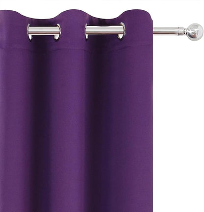 LEMOMO Blackout Curtains 66 x 54 Inch Long Purple Curtains Set of 2 Panels Room Darkening Curtains for Bedroom and Living Room