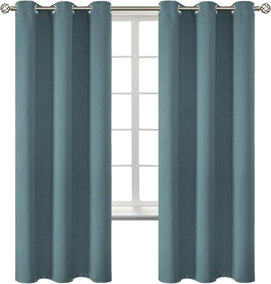 BGment Room Darkening Curtains 72 Inches Long - Grommet Thermal Insulated Drapes Window Treatment Curtains for Bedroom, 2 Panels, 42 x 72 Inch, Stone Blue