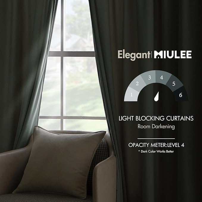 MIULEE Velvet Curtains 108 inches - Luxury Blackout Curtains for Bedroom Living Room Thermal Insulated Super Soft Window Drapes Rod Pocket & Back Tab, Misty Blue, W52 x L108 inches, 2 Panels