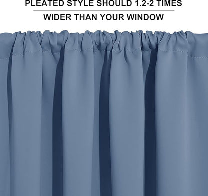 RYB HOME Cafe Blackout Curtains 24 inch Length, RV Curtains for Camper Windows, Mini Short Small Insulating Light UV Blocking Privacy Half Window Tiers, Width 42 by Length 24, Stone Blue, 2 Panels