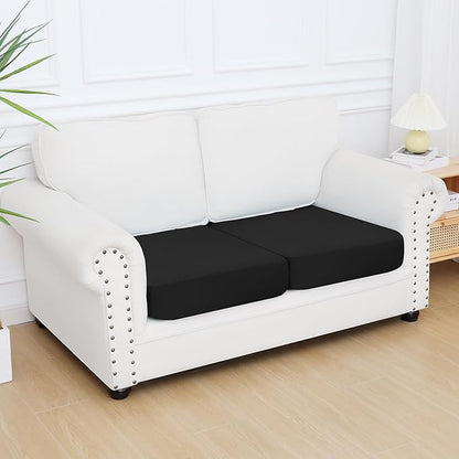 Smiry Printed Couch Cushion Covers, Stretch Soft Couch Covers for Sofa, Washable Non-Slip Sofa Slipcover Furniture Protector for Indoor and Outdoor (2 Pack, Black)